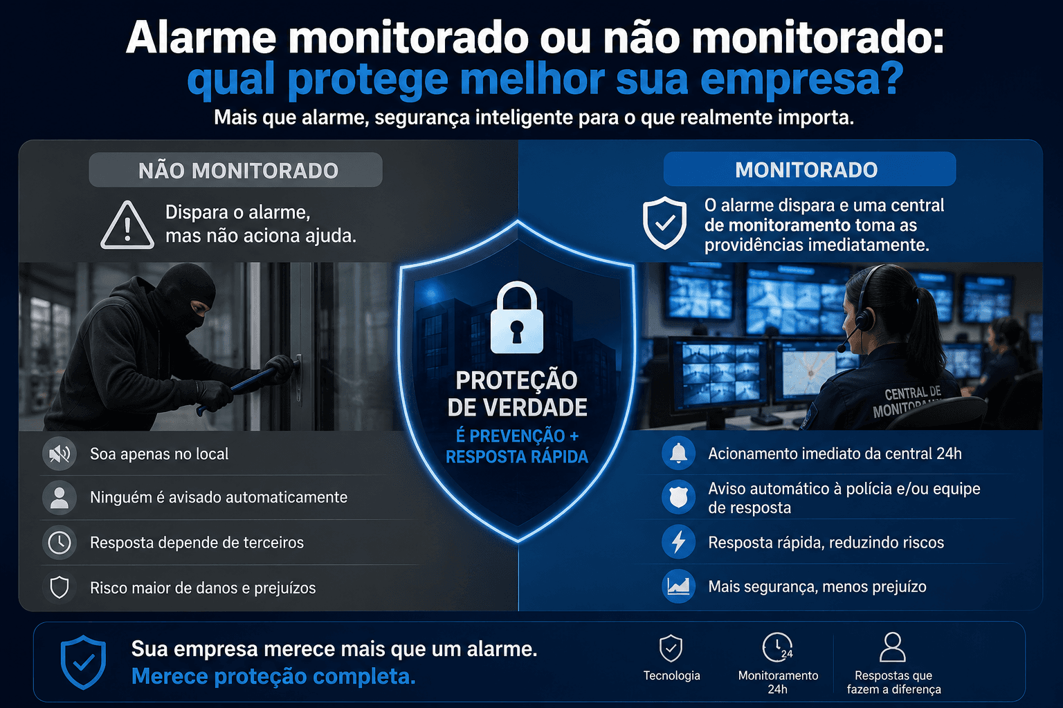 Alarme monitorado ou não monitorado: qual protege melhor sua empresa?